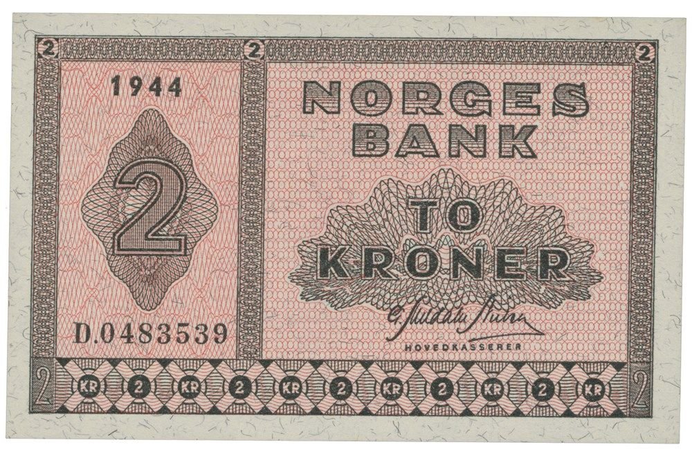 Obverse of 2 Kroner (1940–1950), Pick 16