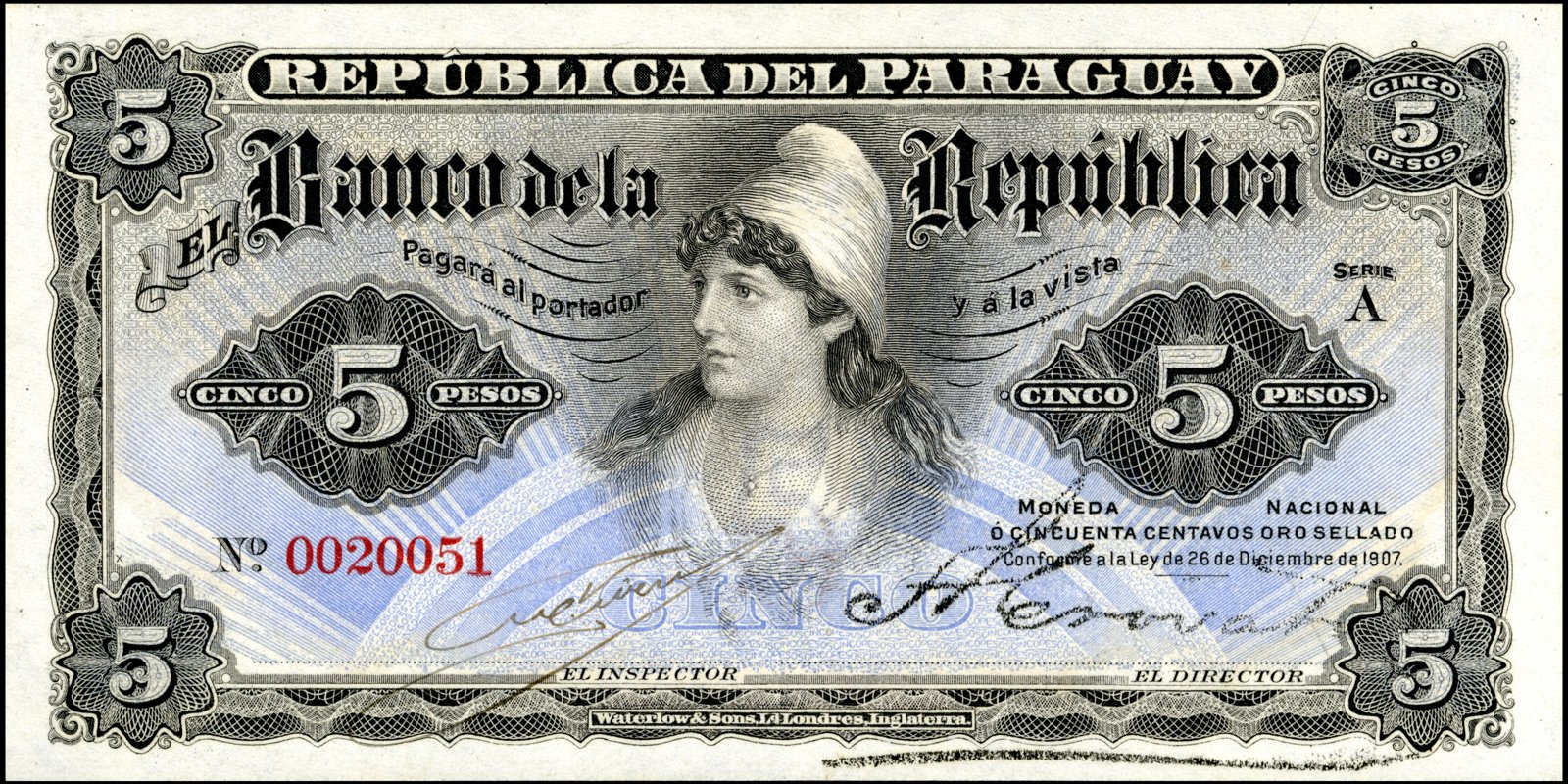 Obverse of 5 Pesos (1907), Pick 156