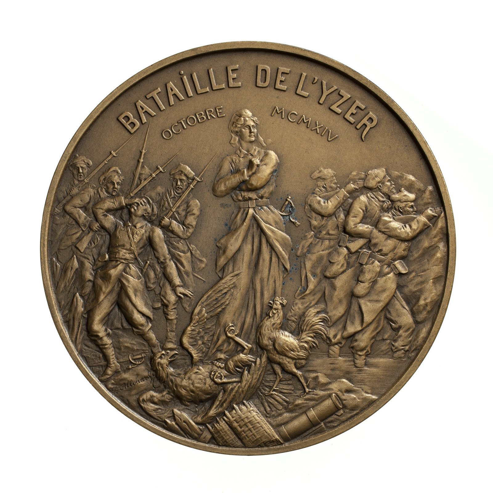 Medal, Battle of Yzer, France, 1914 — museum object NU 34426