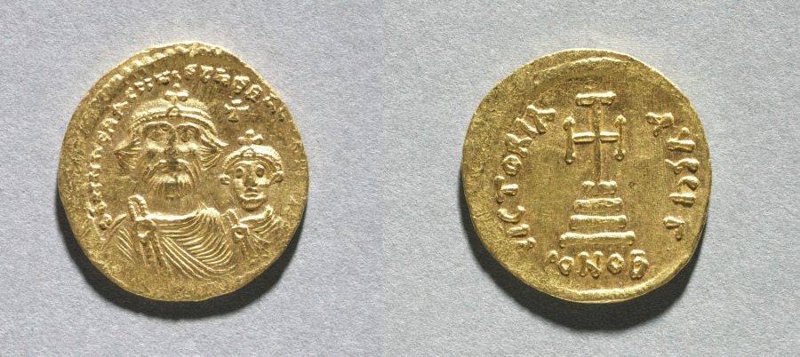 Solidus with Heraclius and his Son Heraclius Constantine, c. 616–625 (Cleveland Museum of Art 1968.56)