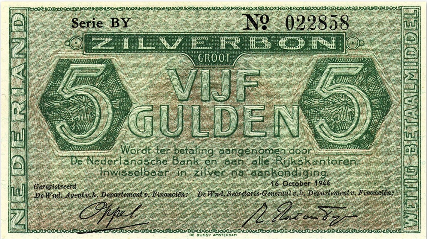 Obverse of 5 Gulden (1944), Pick 63
