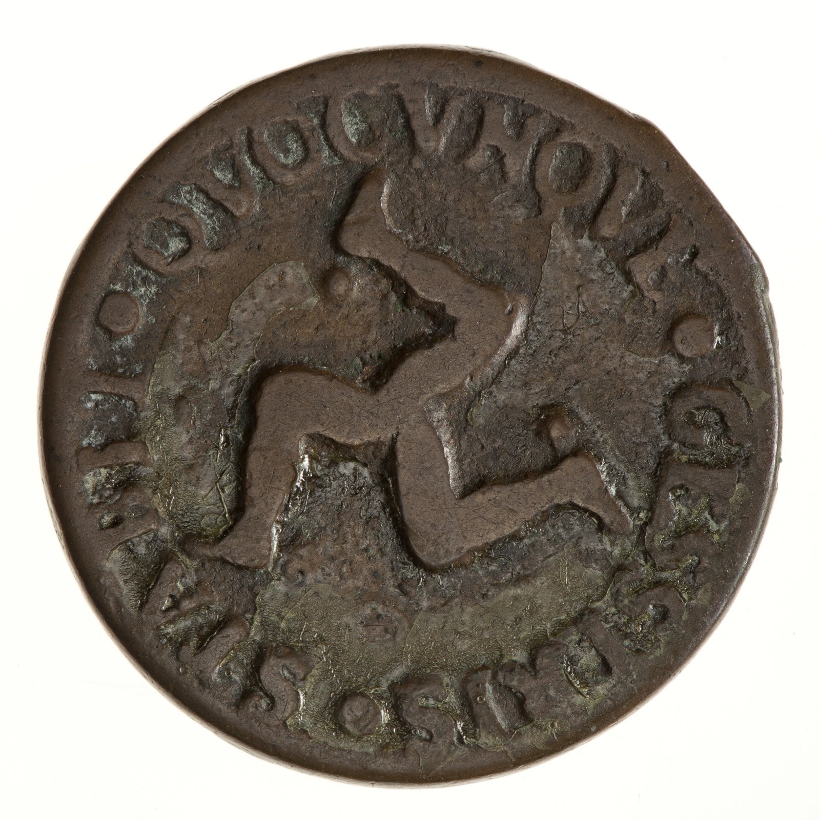 Coin, 1/2 Penny, Isle of Man, 1709 — museum object NU 13525