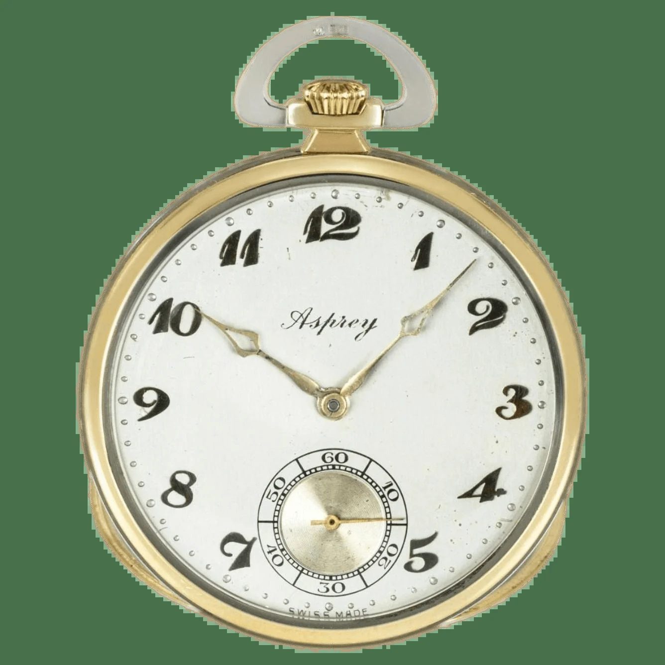 Asprey 18CT Two Gold Art Deco Dress Pocket Watch - C1920s