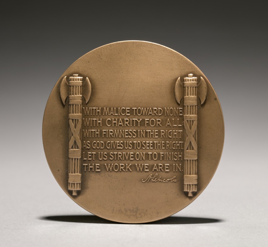 Abraham Lincoln Medal (reverse), 1900s (Cleveland Museum of Art 1934.213.b)