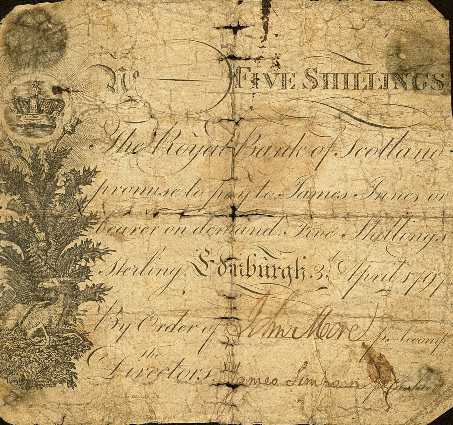 Obverse of 5 Shillings (1797), Pick 293