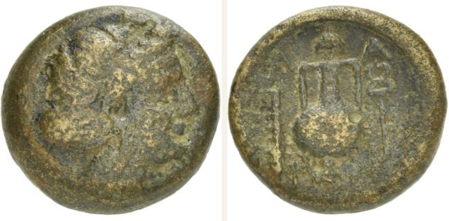 Larissa, bronze coin — Amphora (CN type 21484)