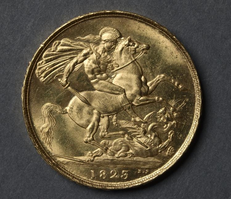Two Pound Piece: St. George and the Dragon (reverse), 1823 (Cleveland Museum of Art 1969.214.b)