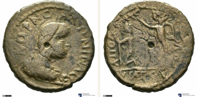 Apollonia ad Rhyndacum, Salonina, bronze coin — Daphne und Apollon (CN type 12971)
