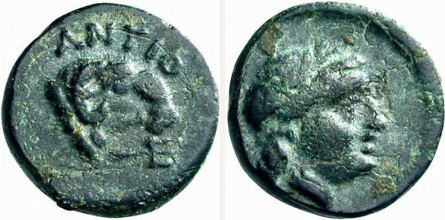 Antiocheia Troas, bronze coin — Laureate head of Apollo (CN type 12122)