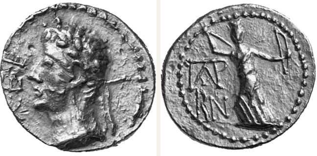 Chersonesos Taurike, Tiberius, stater — Parthenos advancing right (CN type 21901)