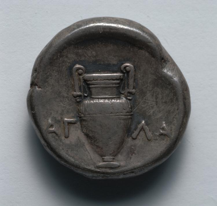 Stater: Volute Krater, within incuse circle (reverse), 379–338 BCE (Cleveland Museum of Art 1941.295.b)