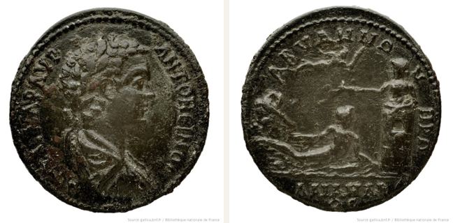 Abydos, Caracalla, bronze coin — Hero and Leander (CN type 3478)