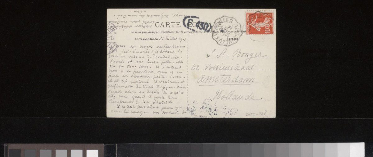 Picture postcard to Andries Bonger