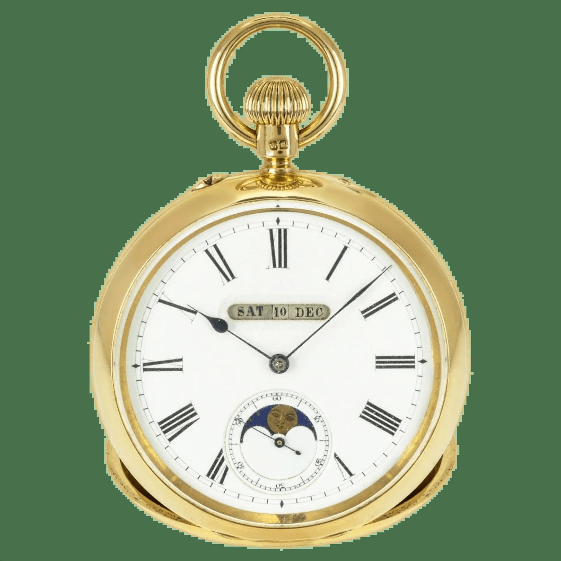 Digital Triple Calendar Moon Phase PocketWatch - C1880