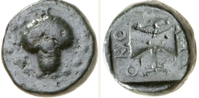 Uncertain mint, Amadokos II., large denomination (bronze) — Double axe (CN type 21624)