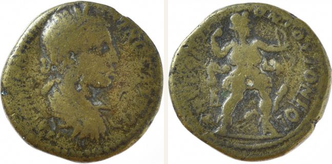 Tomis, Elagabal, bronze coin — Artemis standing right (CN type 22497)