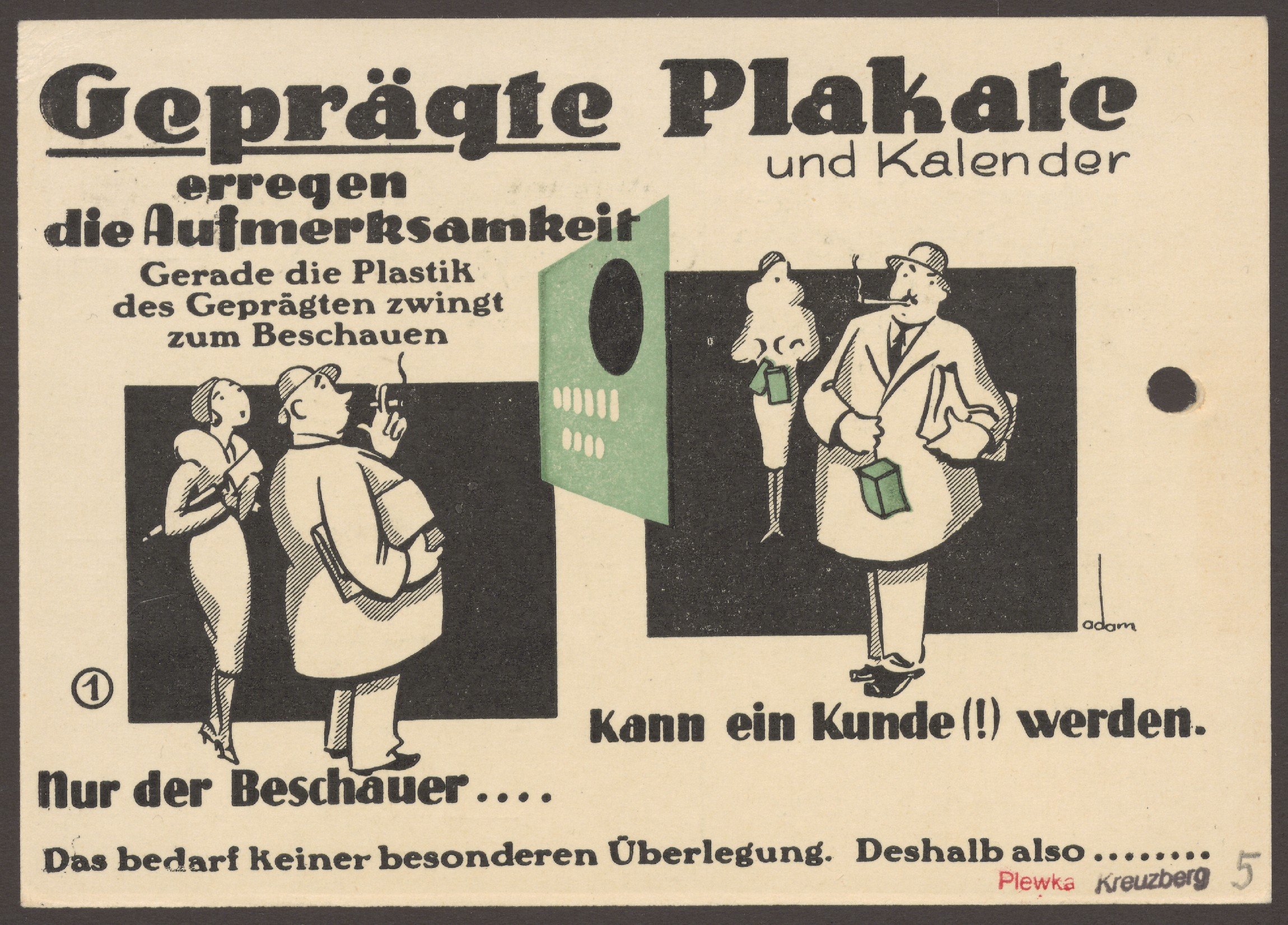 Advertising postcard for poster embossing company "A. Rennefeld", Alte Jakobstraße 11-12