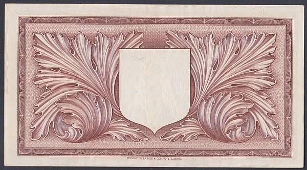 Auction photograph of an example of Pick 22 (World Banknotes: Malta £1 KGVI issued 1951 series A/10 930783, Pick22a, GEF)
