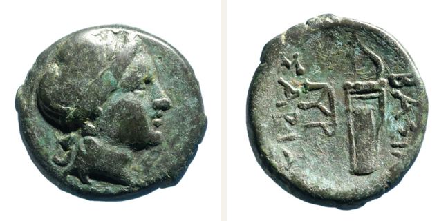Uncertain mint, Sariakos, bronze coin — Quiver with a bow (CN type 12908)