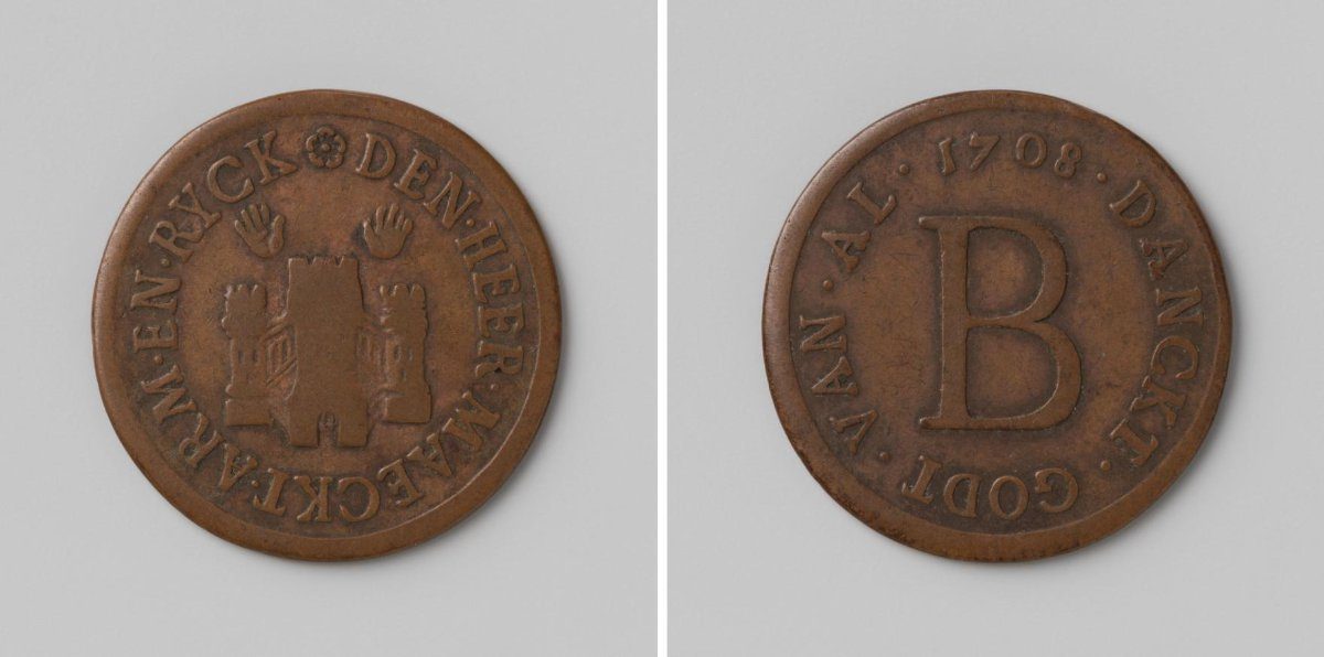 City of Antwerp, lead token entitling the bearer to bread at distribution