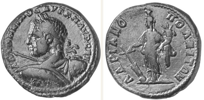 Hadrianopolis, Caracalla, 4 unit — Tyche standing left (CN type 21817)