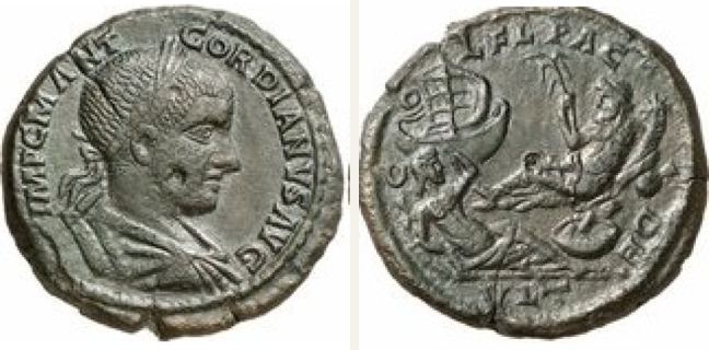 Deultum, Gordian III., 4 unit — Oiskos and Thalassa (CN type 138)