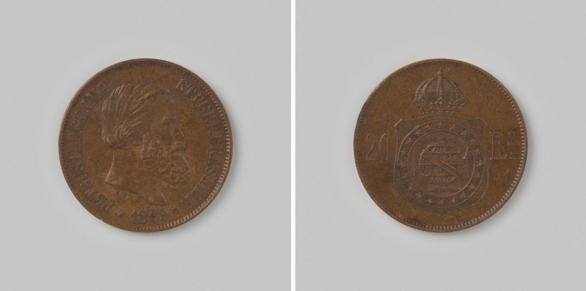 20 reis van het keizerrijk Brazilië van D. Pedro II, 1868