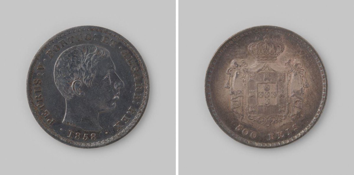 5 tostaes of 500 reis uit Portugal van koning Pedro V, 1858