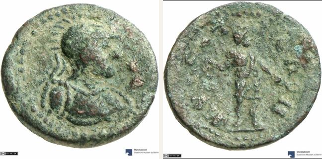 Hephaistia, bronze coin — Hephaestus standing right (CN type 19971)
