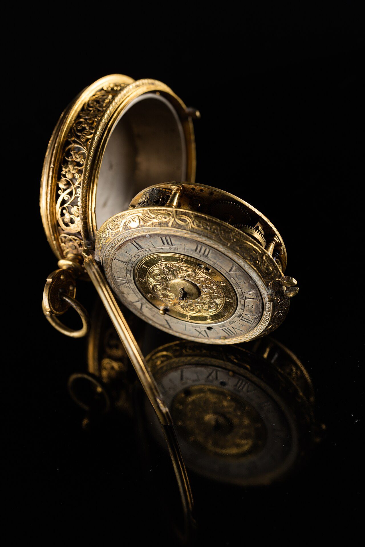 Pair case verge pocket watch with repoussé case
