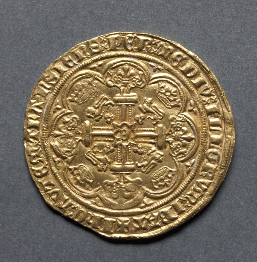 Noble: Ornamental Cross with Lis Terminals (reverse), 1363–1369 (Cleveland Museum of Art 1969.161.b)