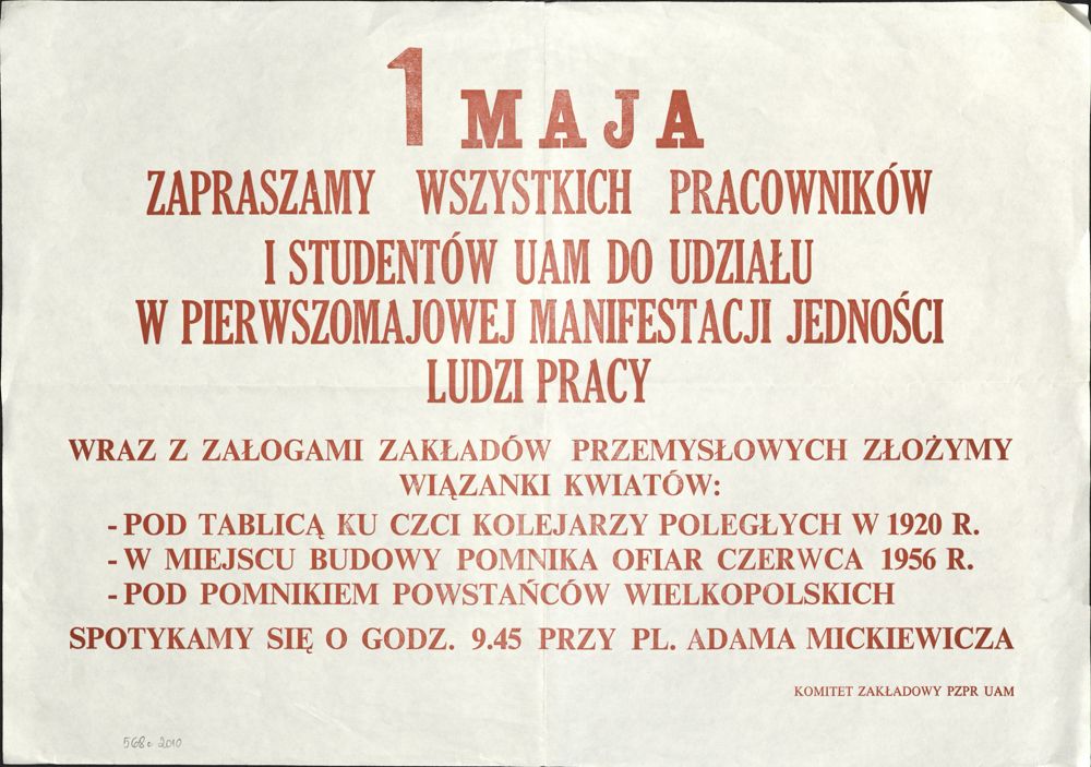 Poster - Invitation to May Day Parade, 1989