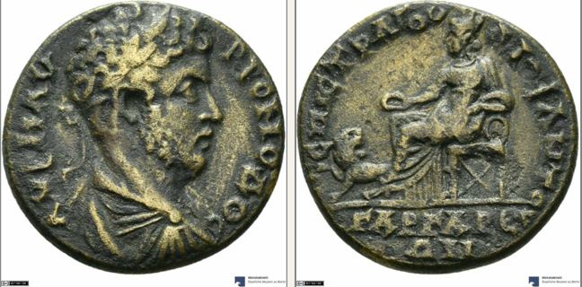Gargara, Commodus, bronze coin — Cybele enthroned left (CN type 12356)