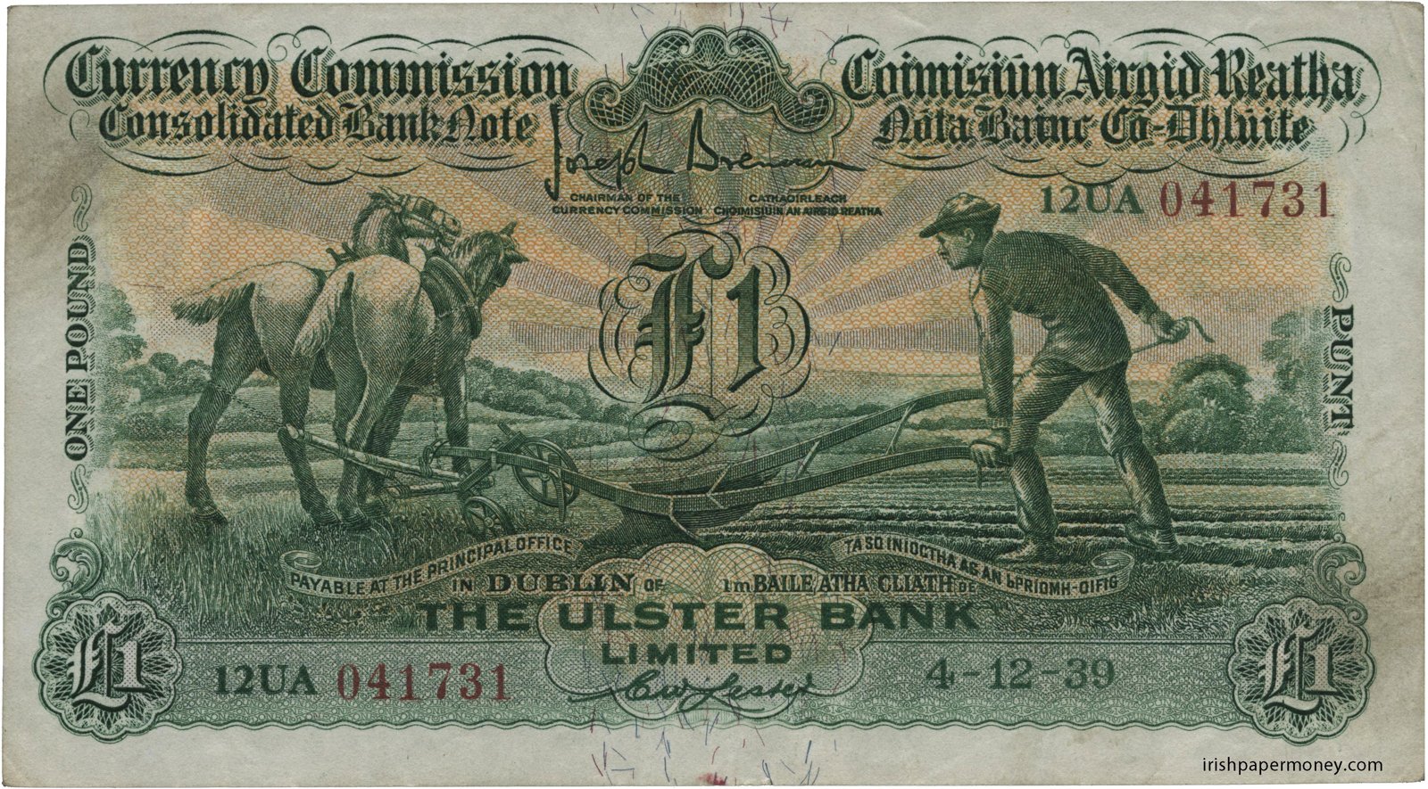 Obverse of 1 Pound (1 Punt) (1929–1940), Pick 50