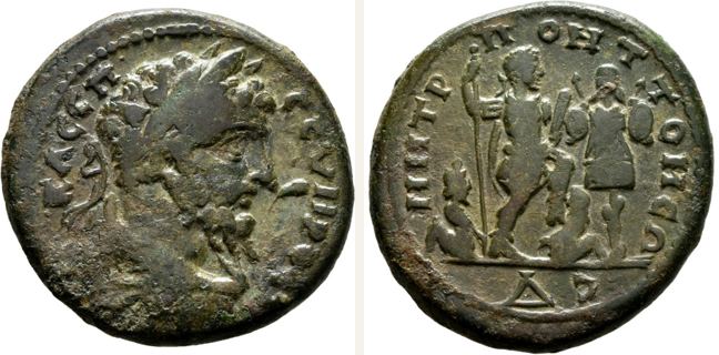 Tomis, Septimius Severus, bronze coin — Emperor in cuirass facing right (CN type 22776)