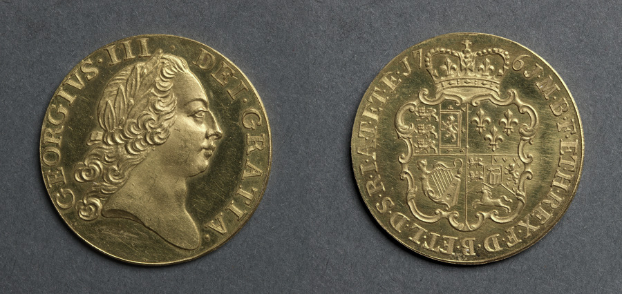 Guinea: George III (obverse); Shield of Arms (reverse), 1761 (Cleveland Museum of Art 1969.209)