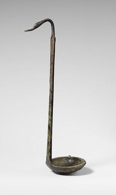 Bronze ladle with handle ending in a duck's head, Etruscan, 5th century BCE
