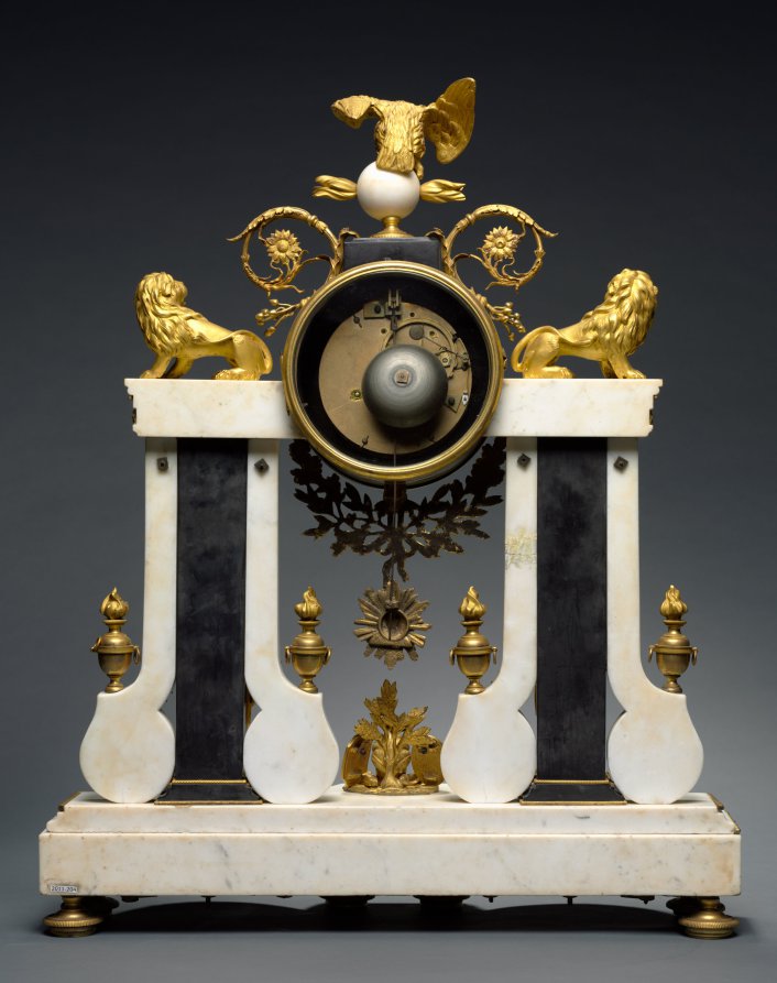 Additional museum view 3 of Mantel Clock (accession 2011.204).