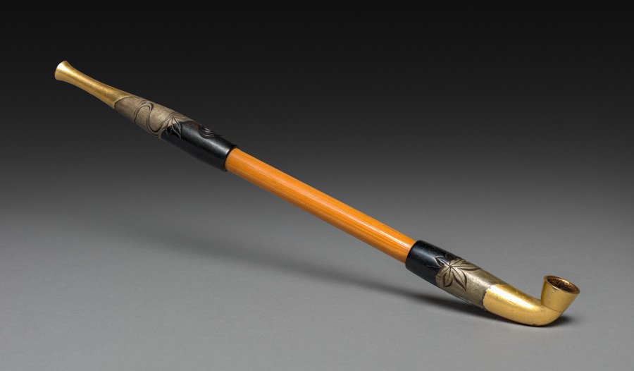 Tobacco Pipe with Maple Leaves in a River, early to mid-1800s (Cleveland Museum of Art 1939.308)