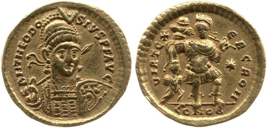 RIC X Theodosius II (East) 282