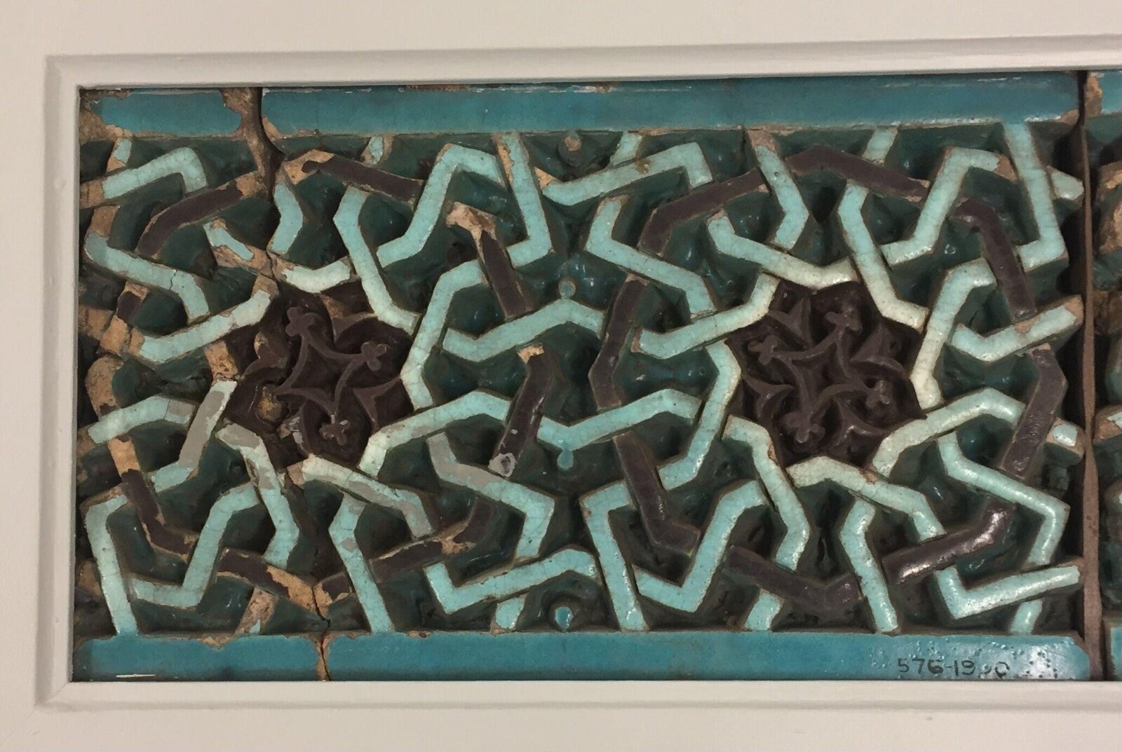 Tile panel, earthenware, Bukhara, 1358 — museum object 576 to E-1900