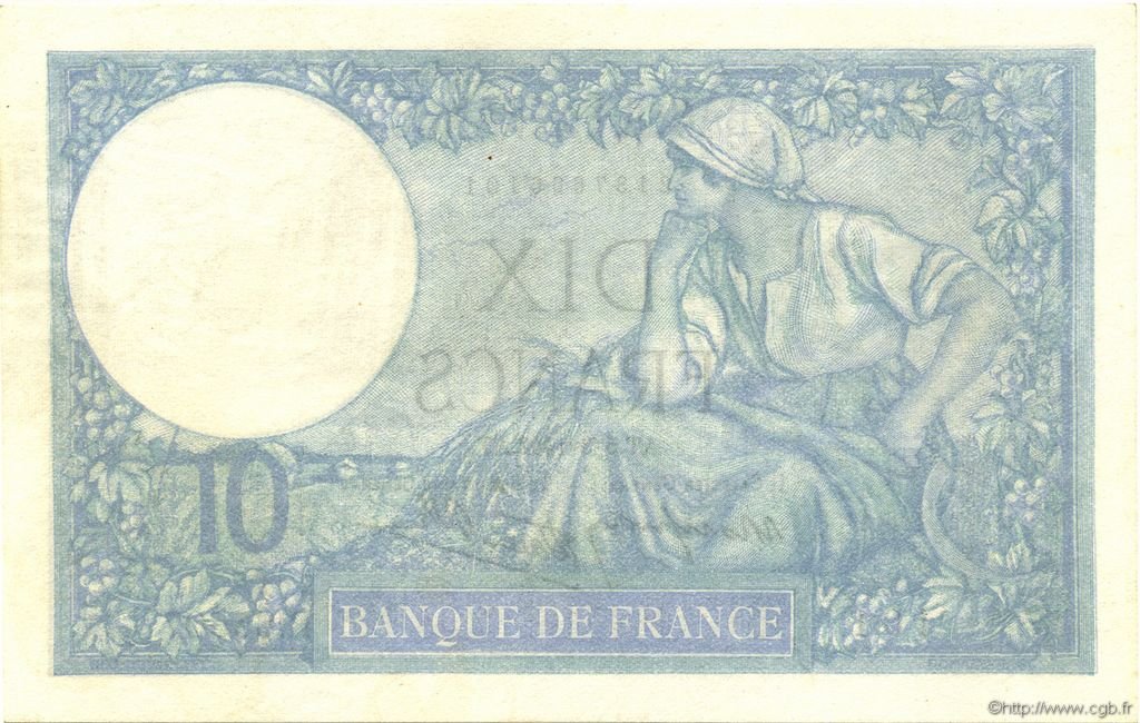Reverse of 10 Francs (1939–1942), Pick 84