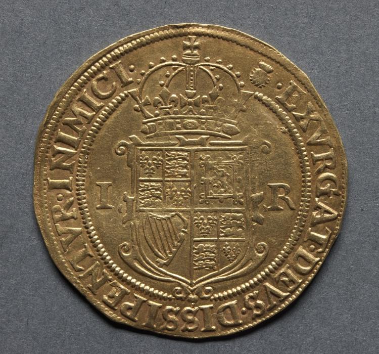 Sovereign: Crowned Shield with arms of England, Scotland, and Ireland (reverse), 1603–1604 (Cleveland Museum of Art 1969.188.b)