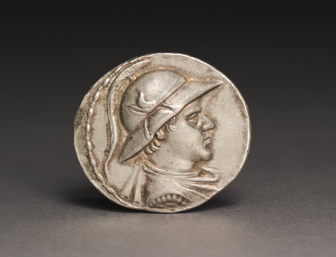 Coin of Eukratides I, 170–145 BCE (Cleveland Museum of Art 1999.319.a)