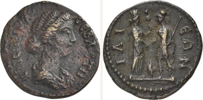 Ilion, Marc Aurel, bronze coin — City goddess and Athena (CN type 18786)