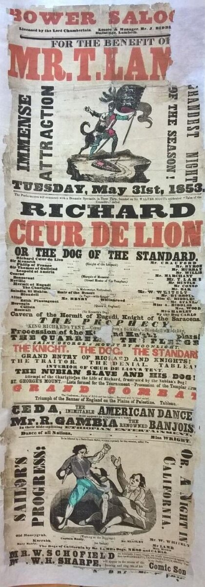 Playbill — Illustrated playbill advertising the programme at the Bower Saloon, 31 May 1853, London, 1853