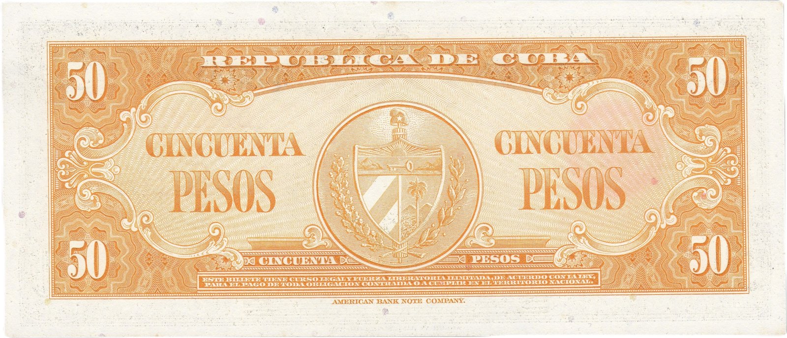 Reverse of 50 Pesos (1950–1960), Pick 81