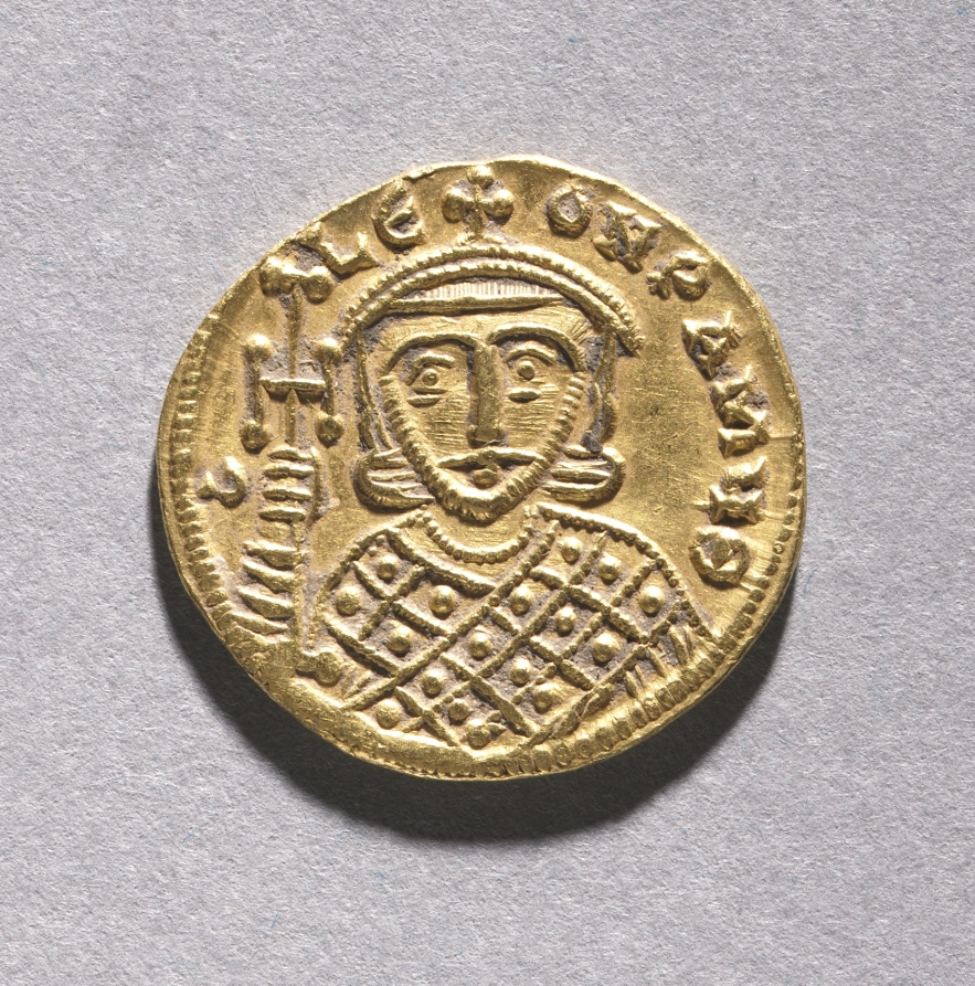 Solidus with Leo IV the Khazar and His Father Constantine V Copronymus (obverse), c. 751–775 (Cleveland Museum of Art 1968.59.a)