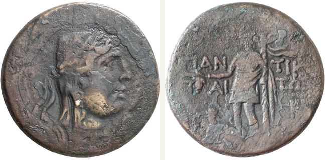 Pantikapaion, bronze coin — Dionysus standing facing (CN type 24104)