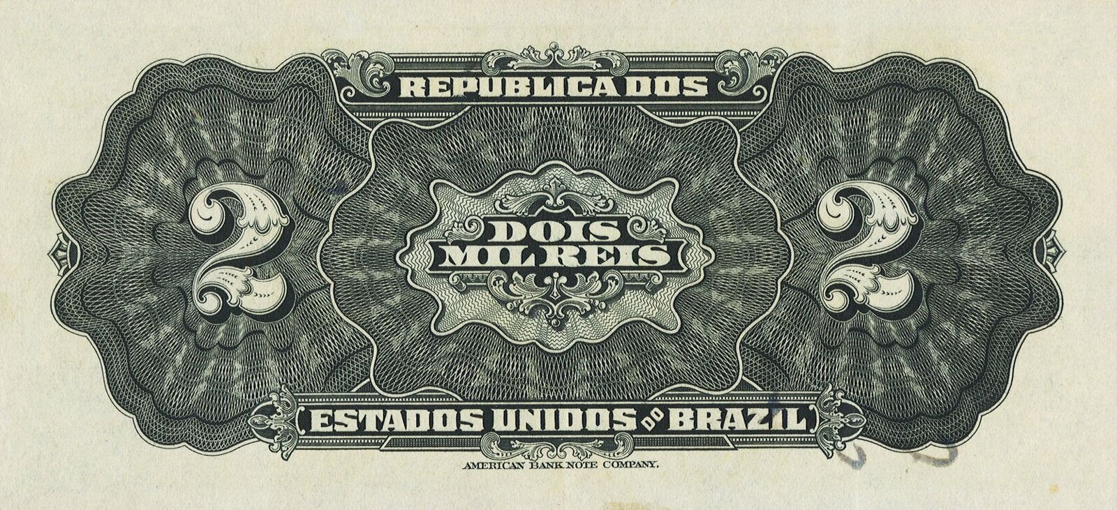 Reverse of 2000 Réis (1919), Pick 14